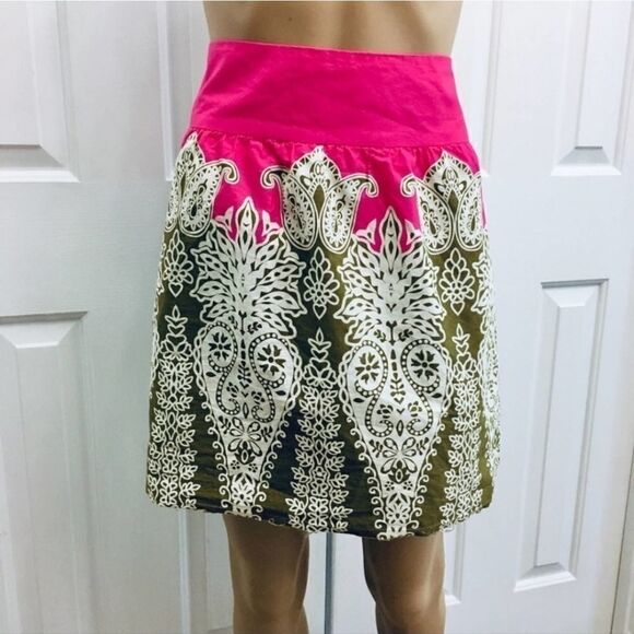 Tibi A Line Paisley Patterned Pink Mini Skirt size 6 - Picture 3 of 8
